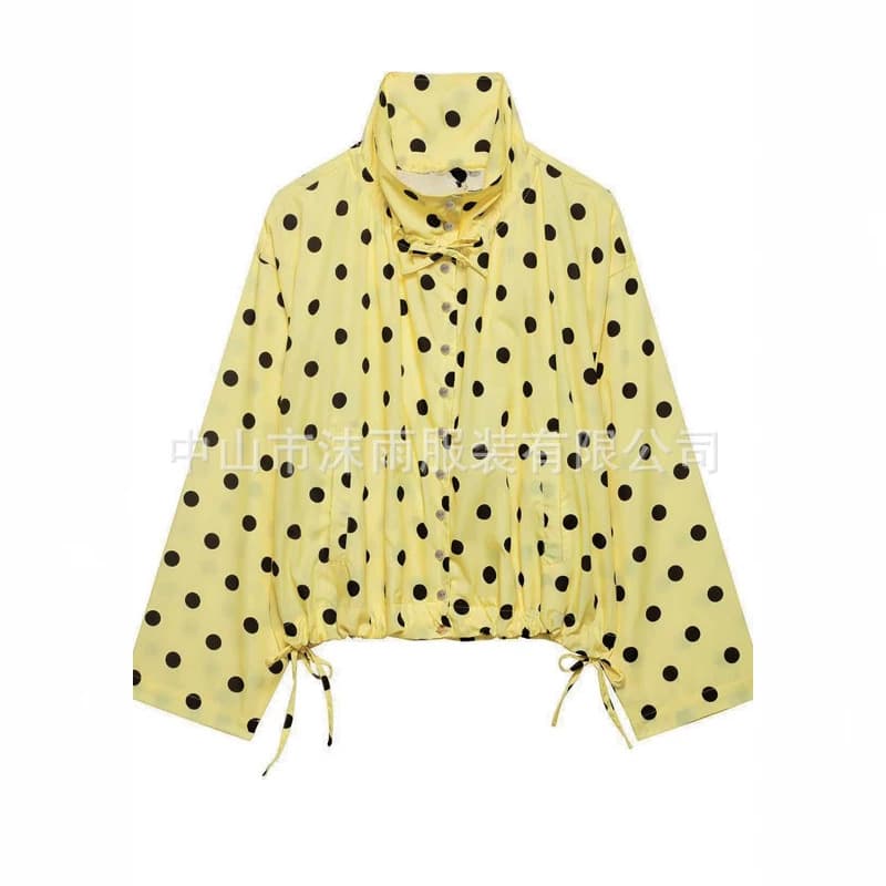 Cross-Border European and American 2026 Amazon Fall New Stand Collar Long Sleeve Polka Dot Jacket Casual Versatile Short Jacket for Women