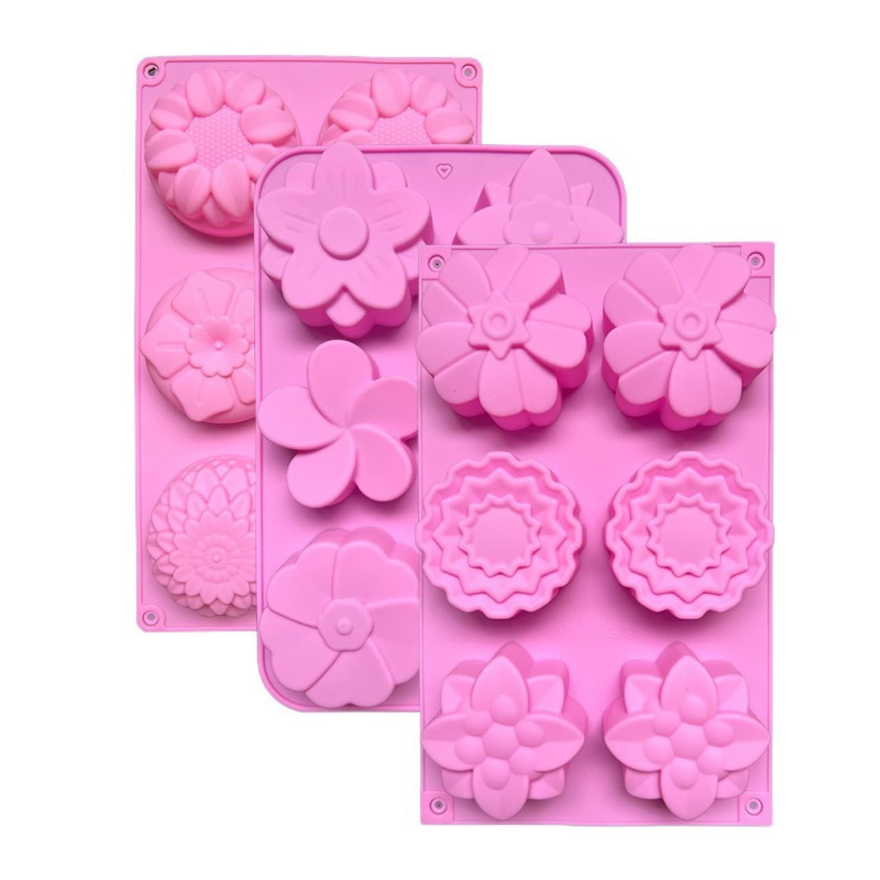 In Stock 6-Cavity Silicone Baking Cake Mold Flower Shape Jelly Rice Cake Mooncake Mold Soap Mold Easy Release