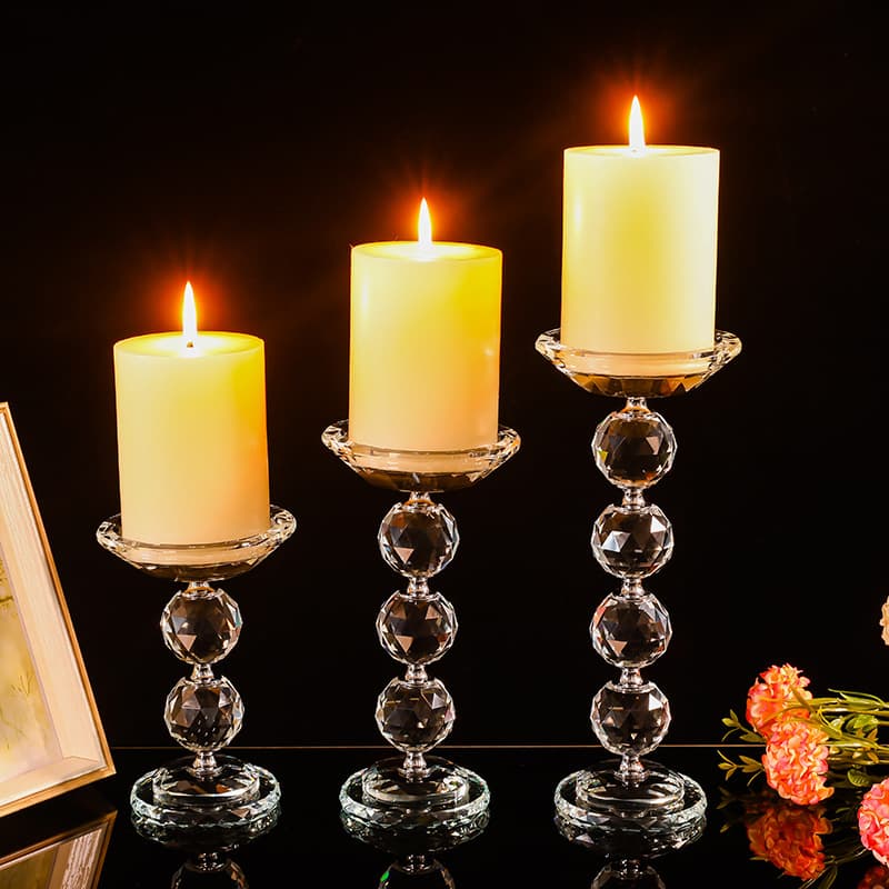 Cross-border wholesale crystal candlestick glass candle holder faceted diamond aroma candle bowl wedding decoration ornament