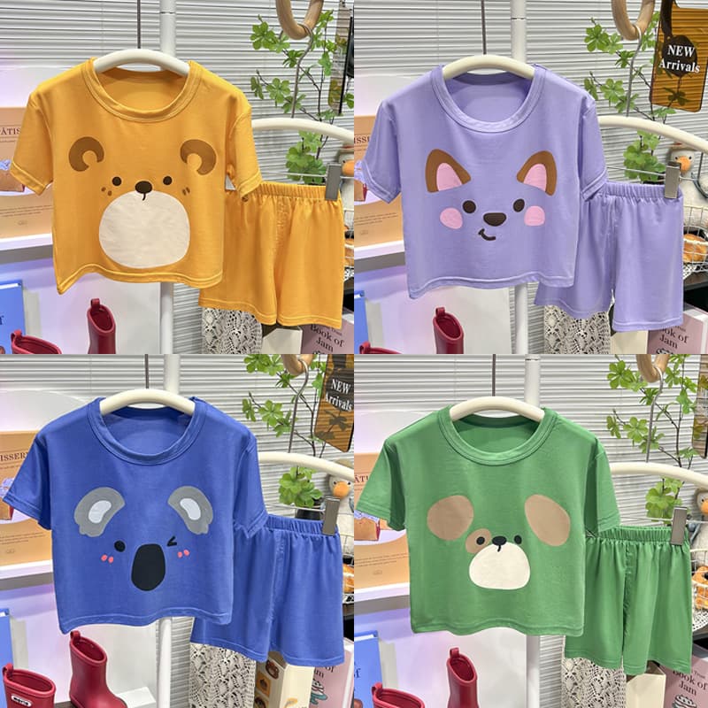 2026 New Children's Home Clothing Short Sleeve Suit Boys and Girls T-shirt Summer Baby Baby Clothes Korean Style Children's Clothing