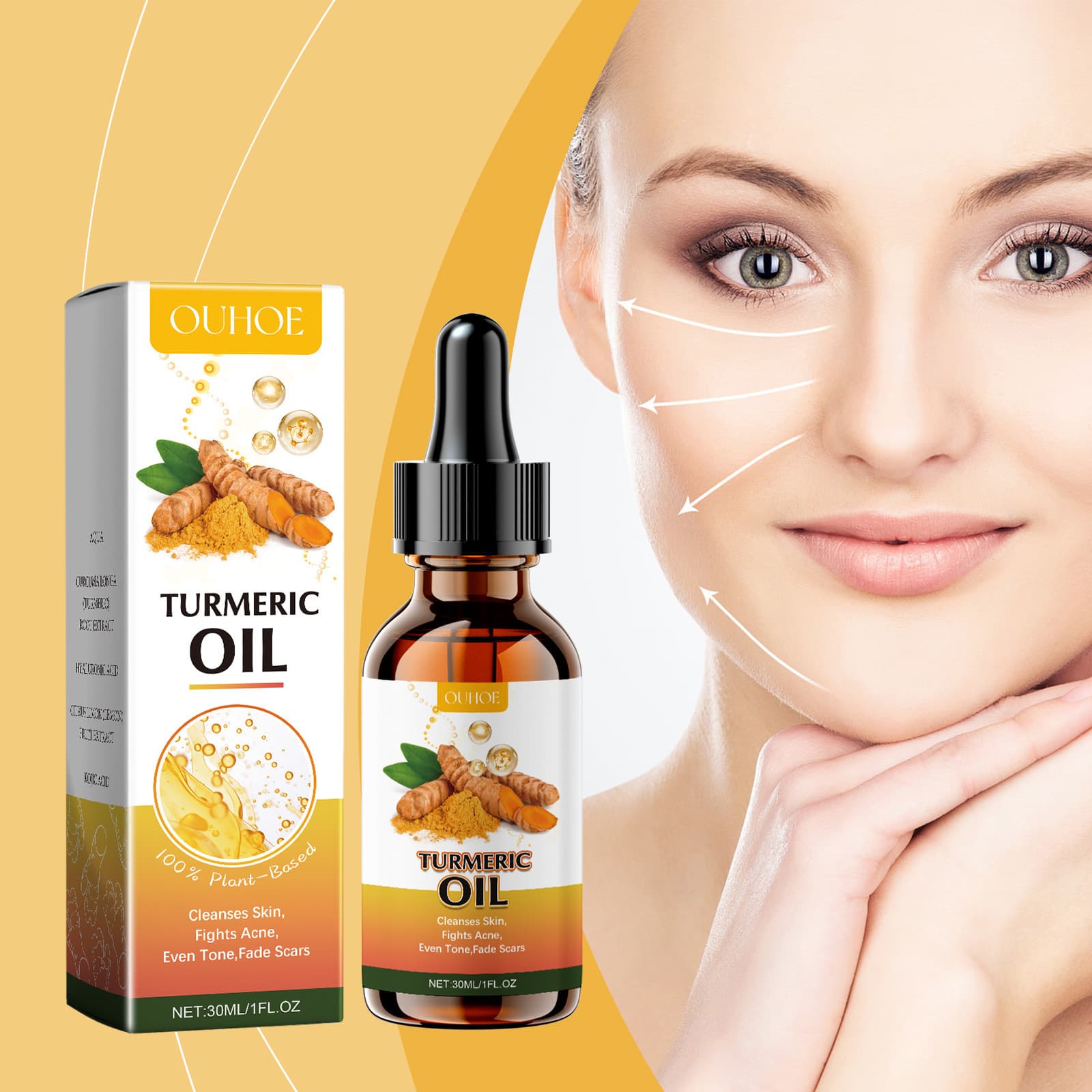 OUHOE Facial Ginger Oil Gentle Cleansing Moisturizes Softens and Refreshes Skin