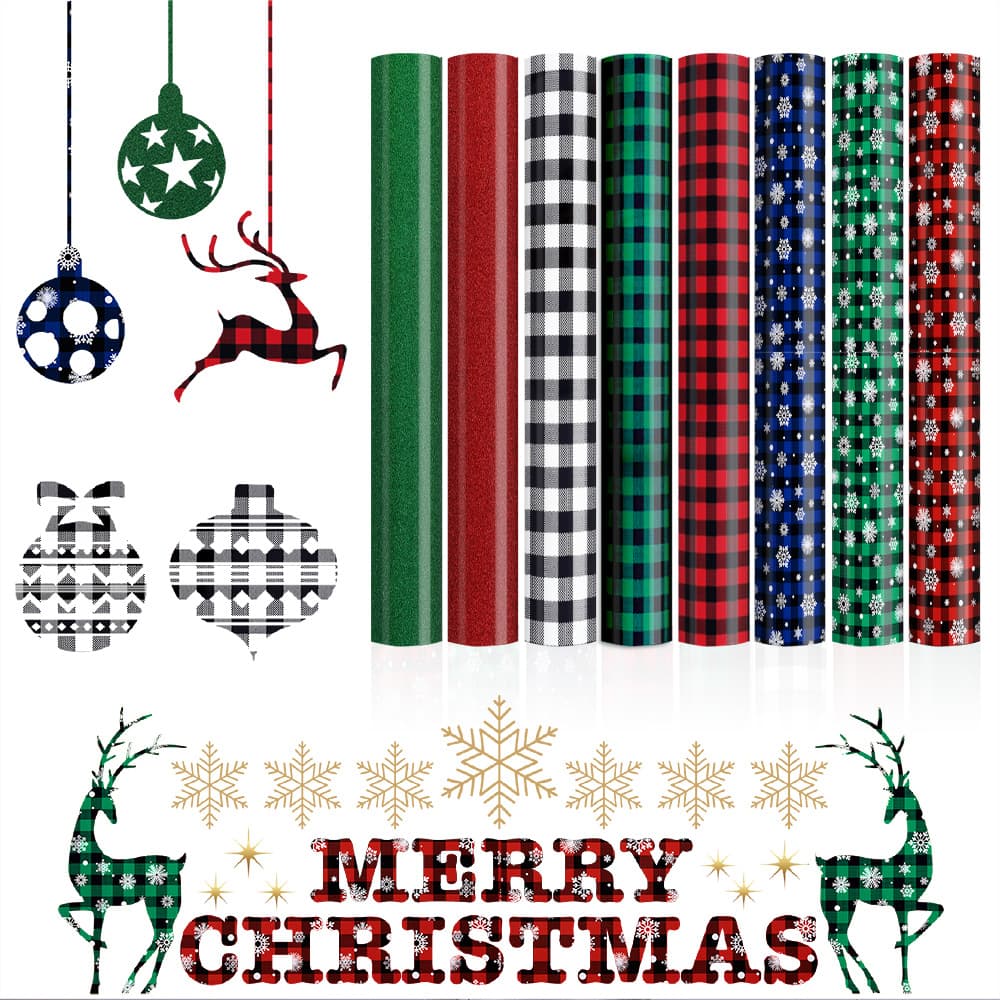 Xinfang Embroidery Christmas Snowflake Checkered Lettering Film Vinyl HTV Heat Transfer Film PU Heat Transfer Lettering Film