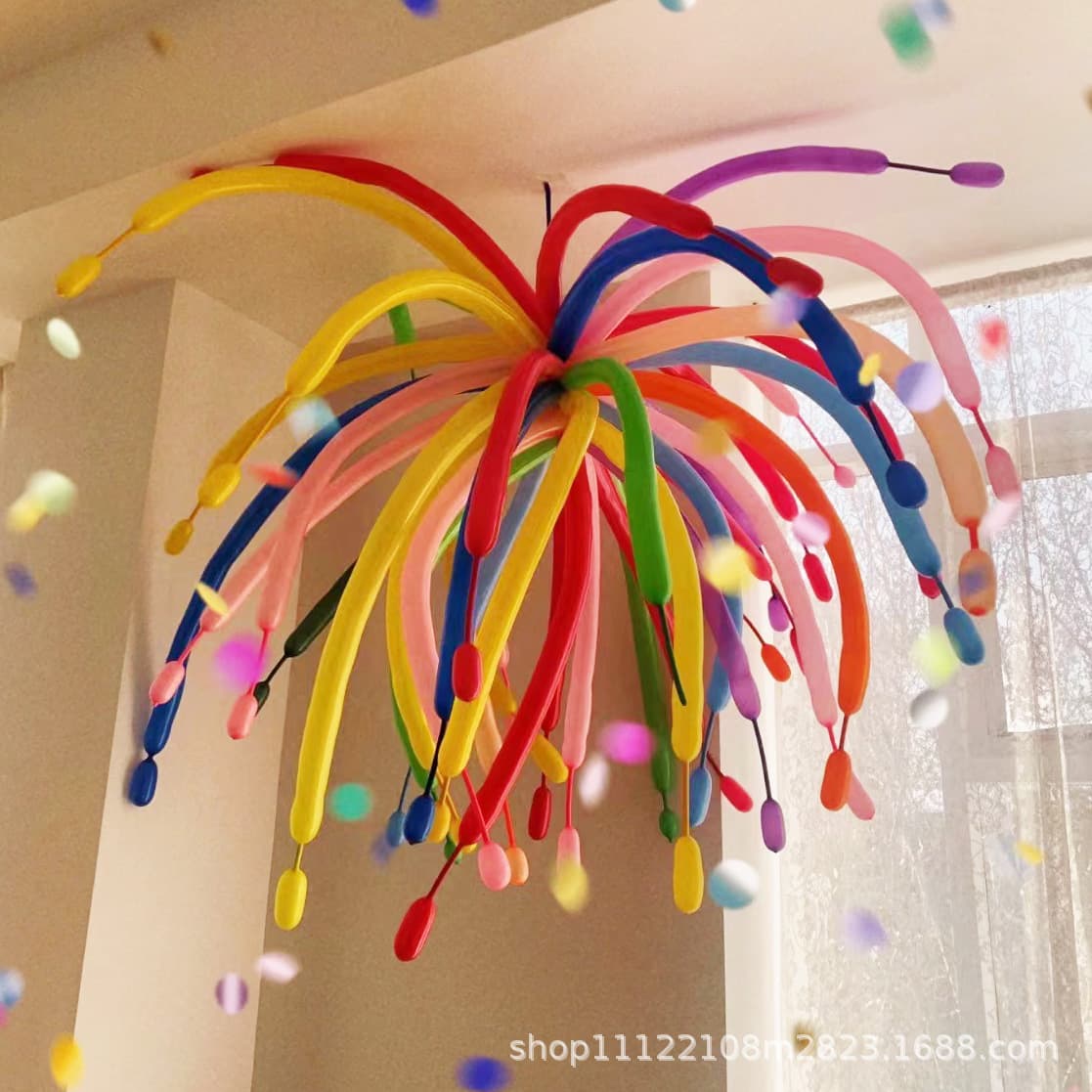 Dopamine Fireworks Balloon Long Strip Colorful Birthday Scene Decoration Children's Party Atmosphere Photo Props
