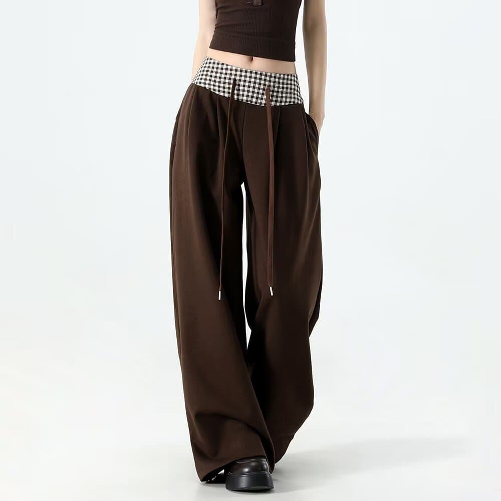 Simple wide-leg pants for women spring and autumn 2026 new high-waisted straight drape loose casual slim green pants