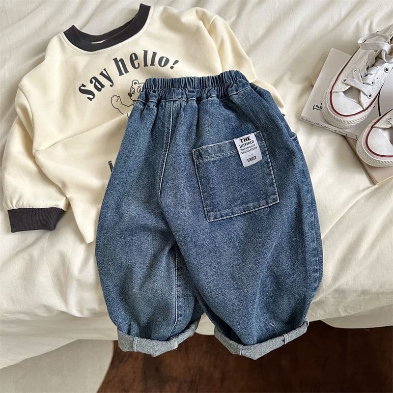 Children's Jeans Spring and Autumn New Style Boys and Girls Loose Harem Pants Baby Versatile Wide Leg Denim Pants