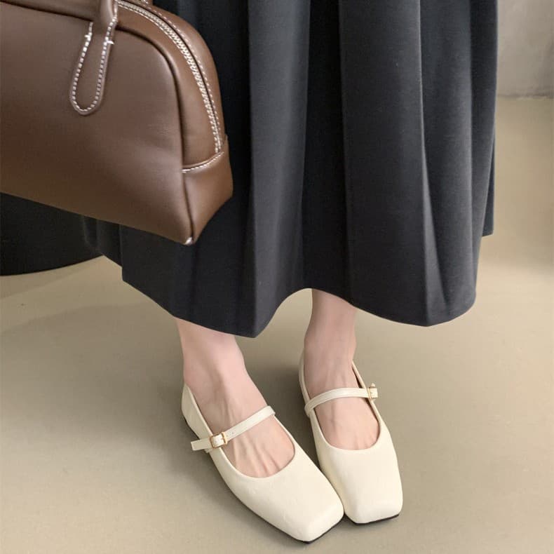 French Retro Mary Jane Shoes, Flat Loafers, Soft Sole Women's Shoes for Spring, Pair with Dresses, Casual Leather Shoes
