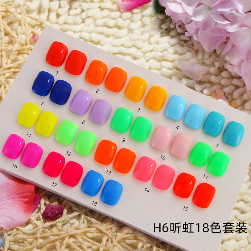 VSN Nail Gel Fluorescent Color Gel Polish Mini Set Candy Color Nail Polish Summer Glow Fluorescent Green H6 Tinghong