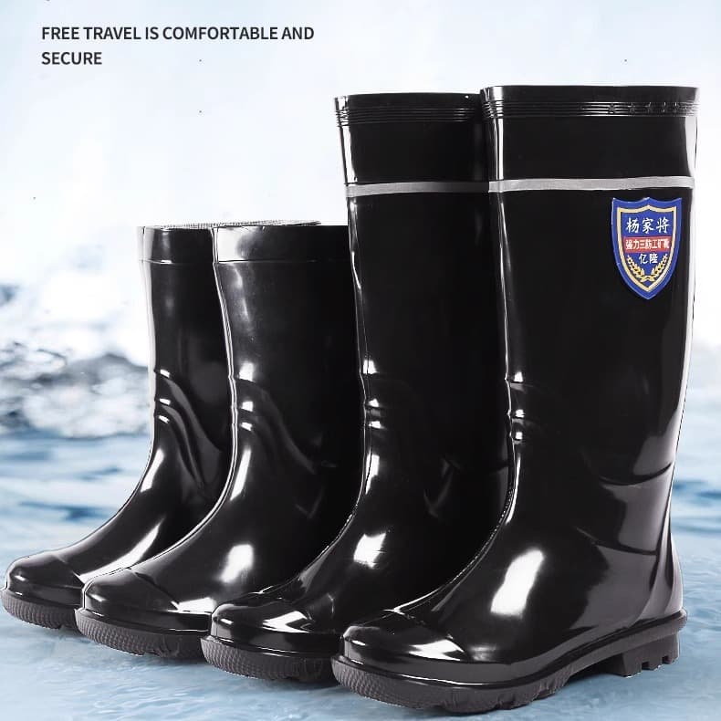 Men's warm waterproof rain boots men's non-slip construction site labor protection short-tube water shoes low-top rubber shoes rain boots medium-high tube rain boots