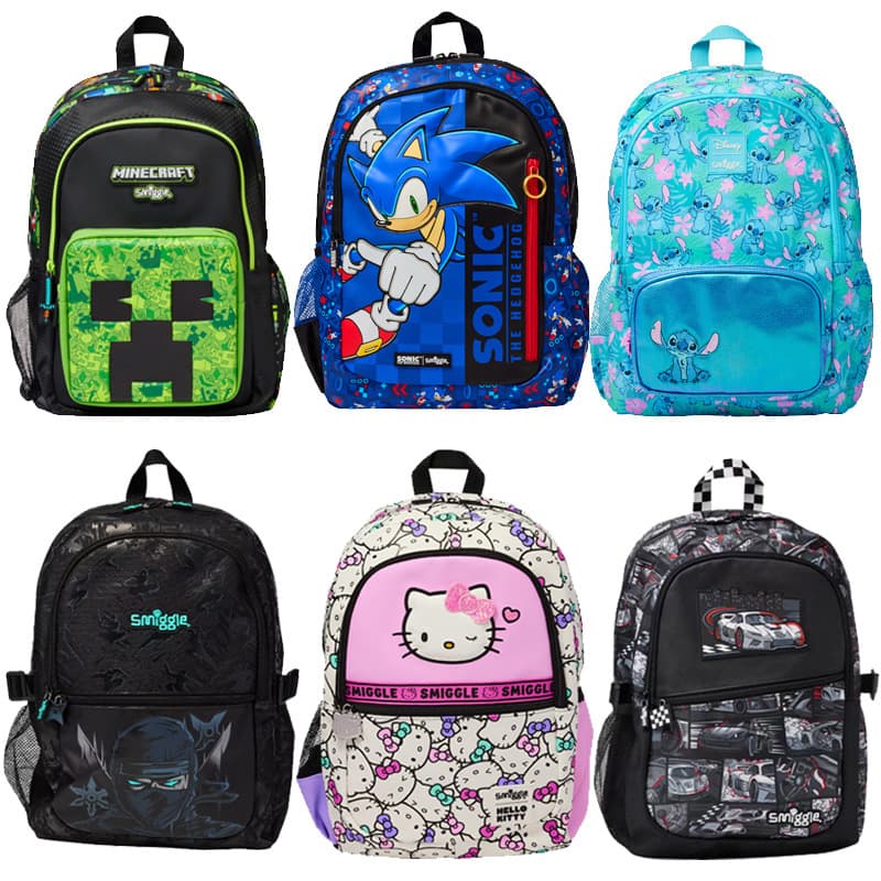 Smiggle Large Backpack for Boys and Girls, Large Capacity Double-Shoulder Bag for Primary School Students, Lightweight Casual Backpack for Cross-Border