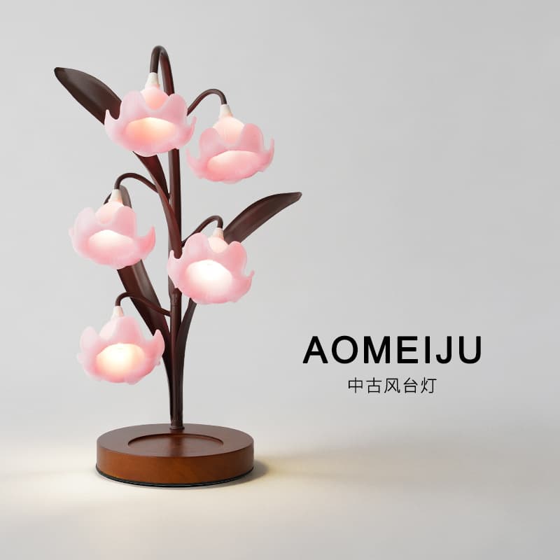 Cross-border Lily of the Valley Table Lamp Ambient Light Bedroom Bedside Lamp Night Light Wedding Birthday Valentine's Day Tulip Decorative Ornament