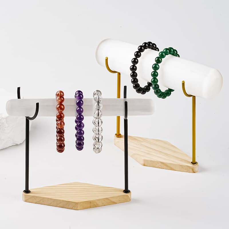 Natural Moroccan Gypsum Ornaments Crystal Cylindrical Original Stone Stick Transmastic Round Rod Pen Horizontal Bracelet Storage Holder