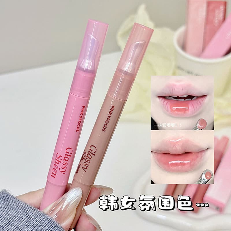 PINKYFOCUS light gel ice clear glossy lip gloss clear water glossy mirror lip glaze Dudu essence honey cross-border beauty makeup