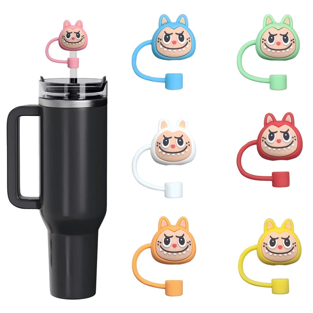 Custom Labubu Straw Cap, 8-10mm Diameter, 3D Cartoon Straw Cap, Straw Cover, Dust-Proof Lid, Labubu
