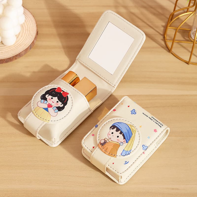 High Aesthetics Lipstick Case with Mirror Portable Travel Touch-up Kit Lightweight Carry-on Makeup Storage Protective Cover