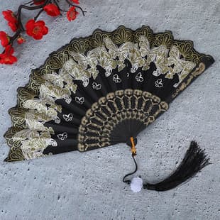 Butterfly Chinese Style Fan, Vintage Dance Plastic Fan, Gift Craft Fan, Square Dance Folding Fan