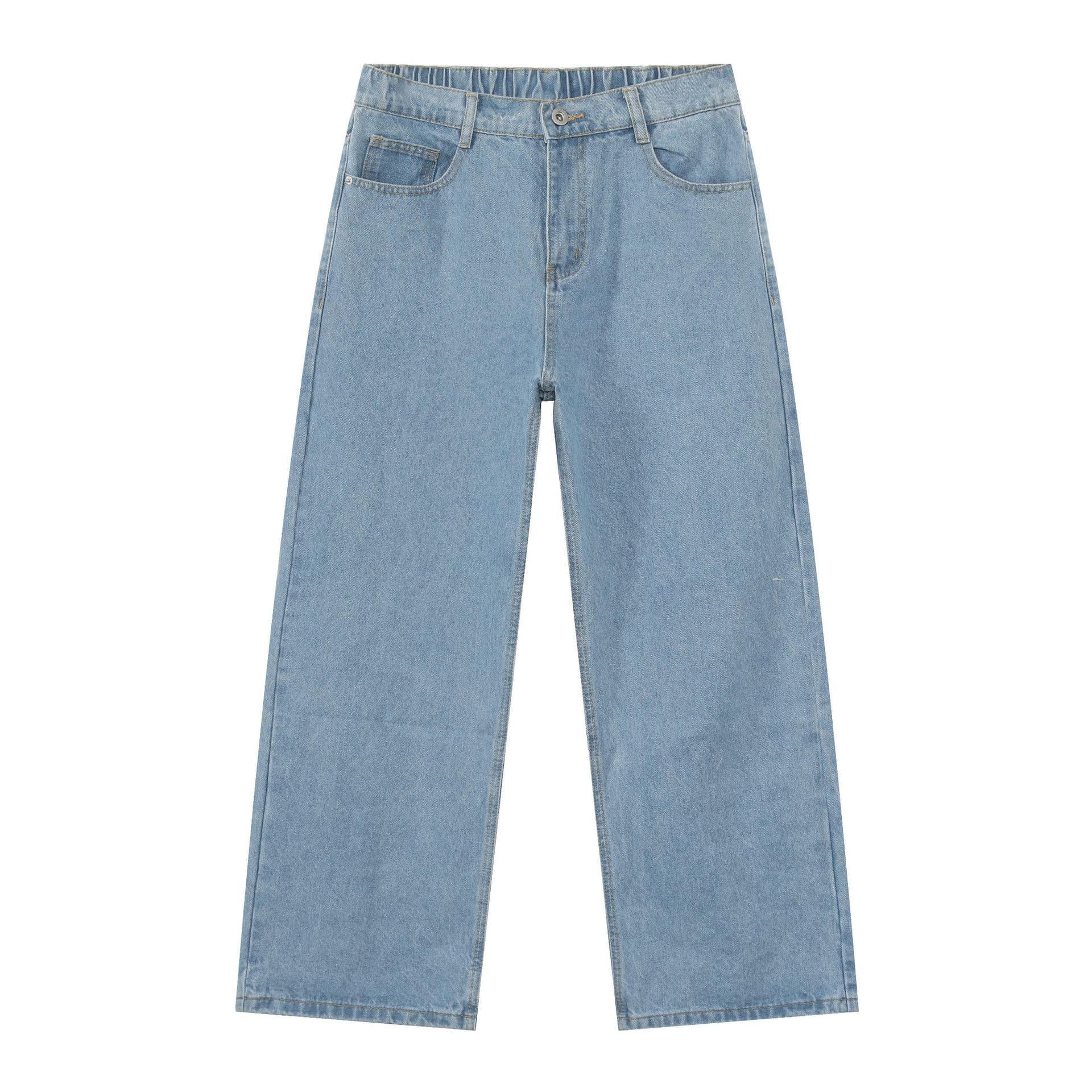 nirben Denim | Basic Best-Seller, 10 Colors Available, Loose Straight-Leg Long Jeans with Half Elastic Waist