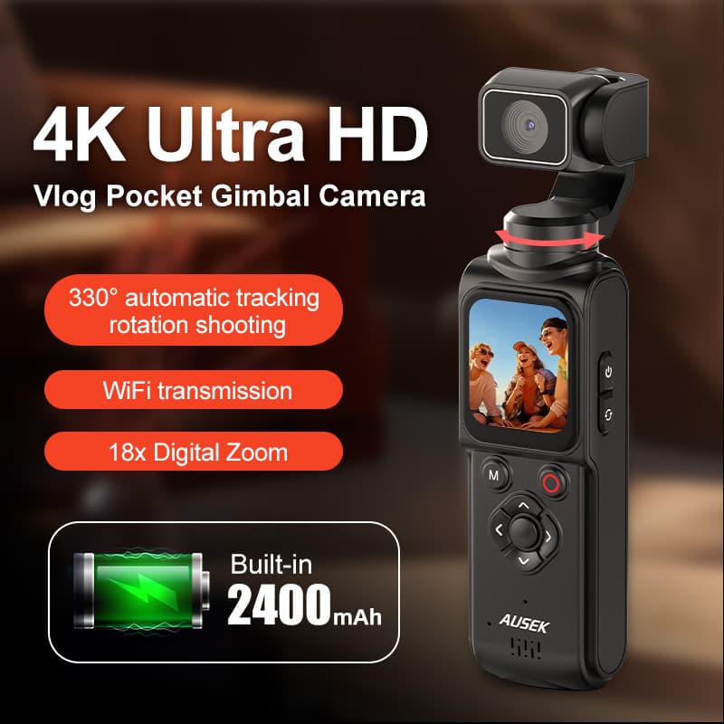 Cross-Border Hot Selling Handheld Gimbal Camera Pocket Camera HD Vlog Rotating Outdoor Travel Shooting Handheld Camera