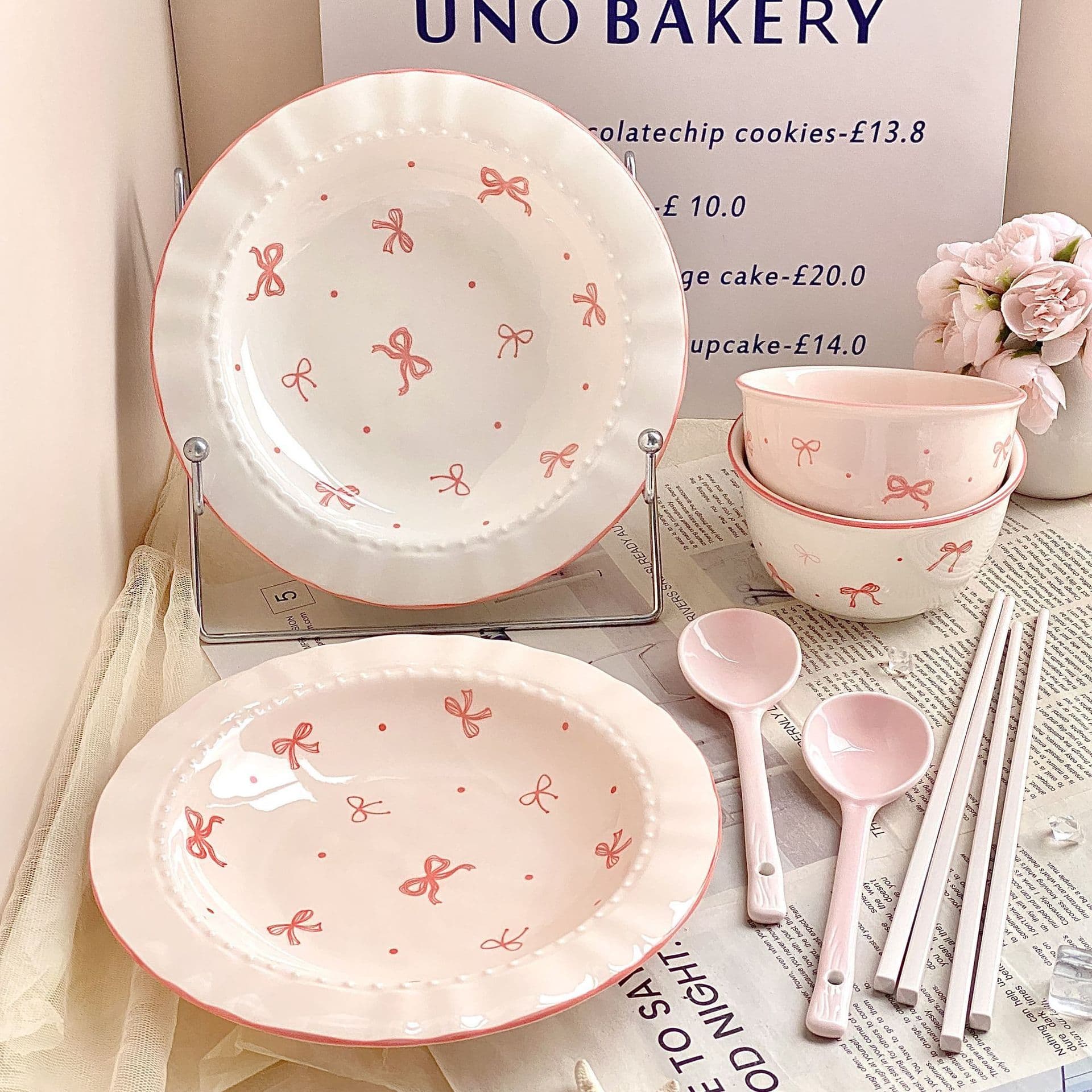 Cute Bowl and Plate Set for Home 2025 New Bowls Plates Chopsticks Ceramic Tableware for One or Two People Couple Plates