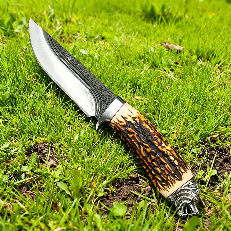 Double Steel Head Outdoor Knife High Hardness Tactical Hunting Knife Portable All-In-One Pocket Knife Wilderness Adventure Survival Knife