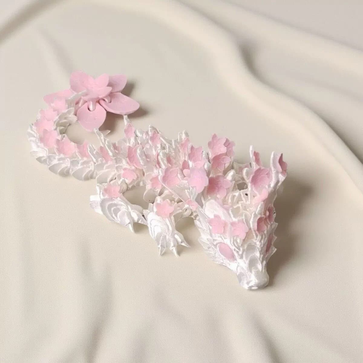 3D Printed White-Pink Cherry Blossom Dragon