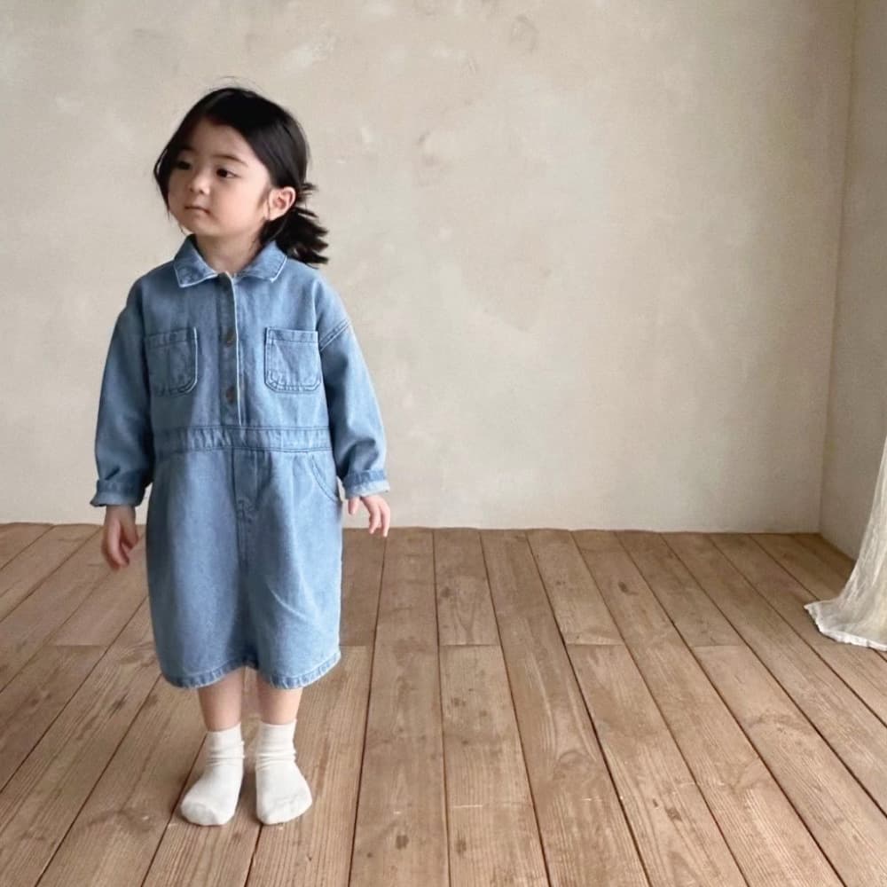 Cross-border ANKRT Spring Harajuku Girls' Long-sleeved Denim Dress, Retro Collared Loose Dress for Babies