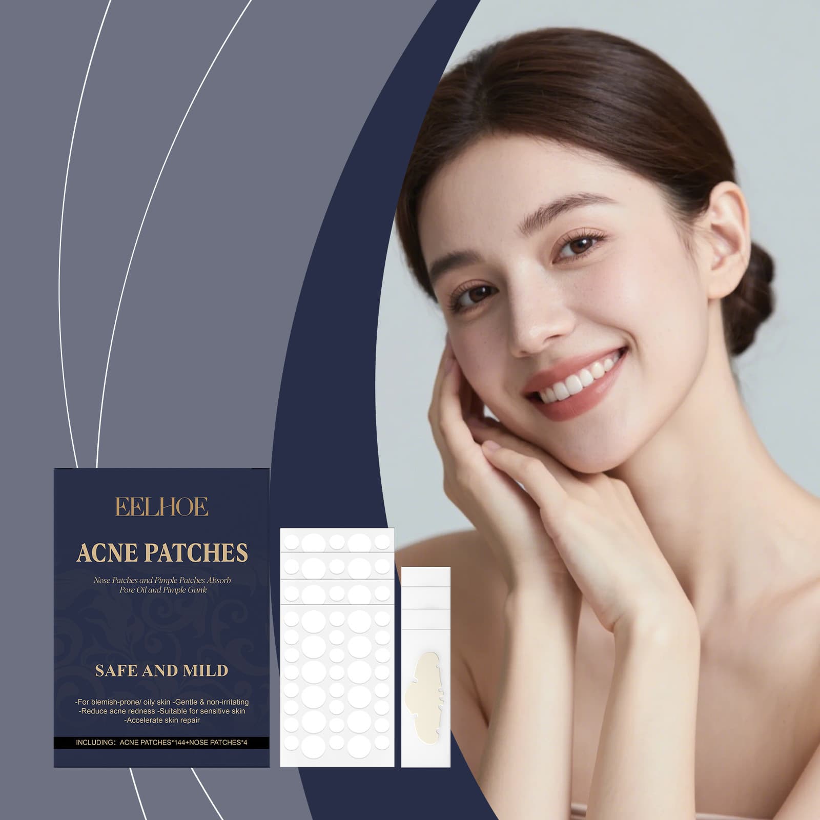 EELHOE Tea Tree Oil Acne Patch Set - Skin-friendly, Breathable, Gentle Cleansing Facial Acne Care Skin Patches