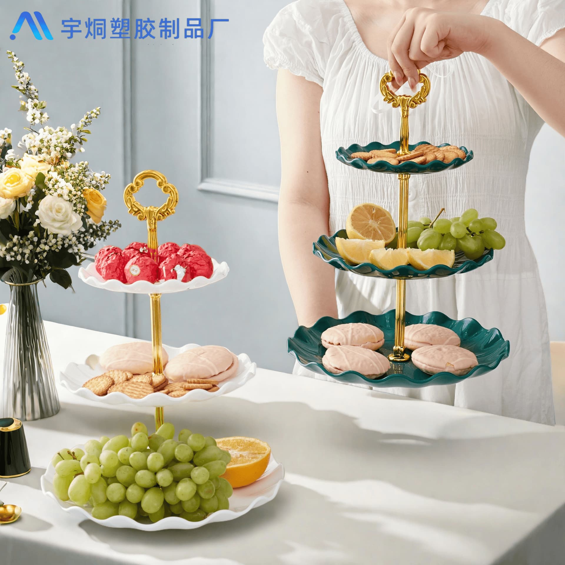 Light Luxury European Multi-layer Fruit Platter for Living Room Coffee Table, Dessert Stand, Cake Tray, Wedding Candy Dish