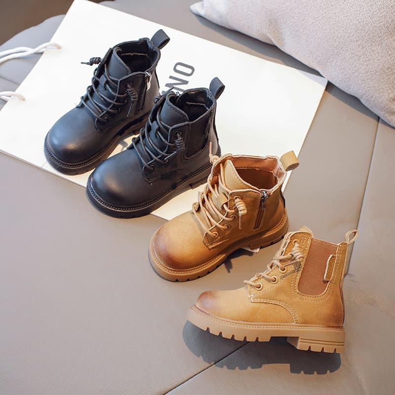Children's Martin Boots 2025 Summer New Style Girls' Short Boots Leather Boots for Big Kids and Boys Little Yellow Boots