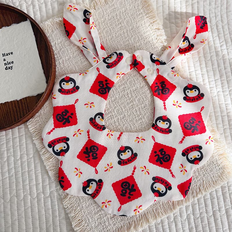 Influencer Live-Stream Style Thickened Baby Drool Bib Versatile 8-Layer Cotton Gauze Rabbit Ear Baby Bib Soft and Skin-Friendly