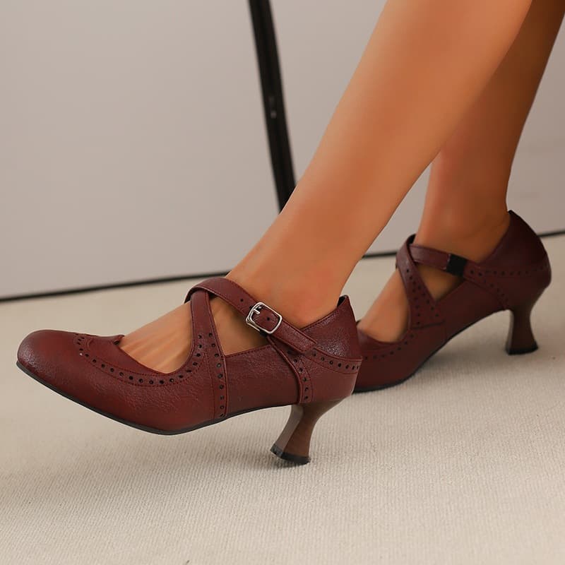 2025 Amazon Foreign Order 2025 Spring New High Heels 32-50 Sizes Cross Strap Embossed Shallow