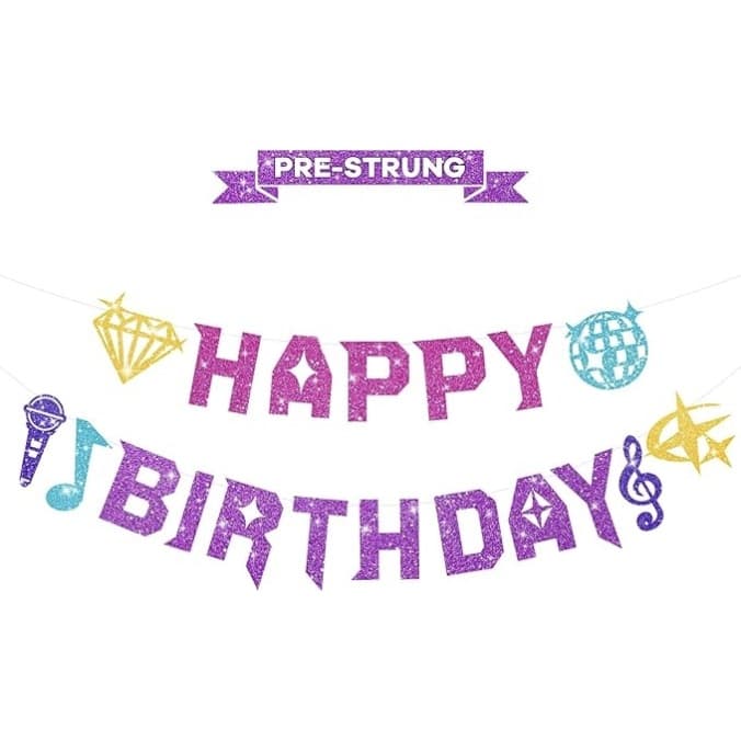 Nightmare Korean Birthday Decoration Banner Demon Movie Inspired Singer Theme Glitter Party Decoration Pull Banner