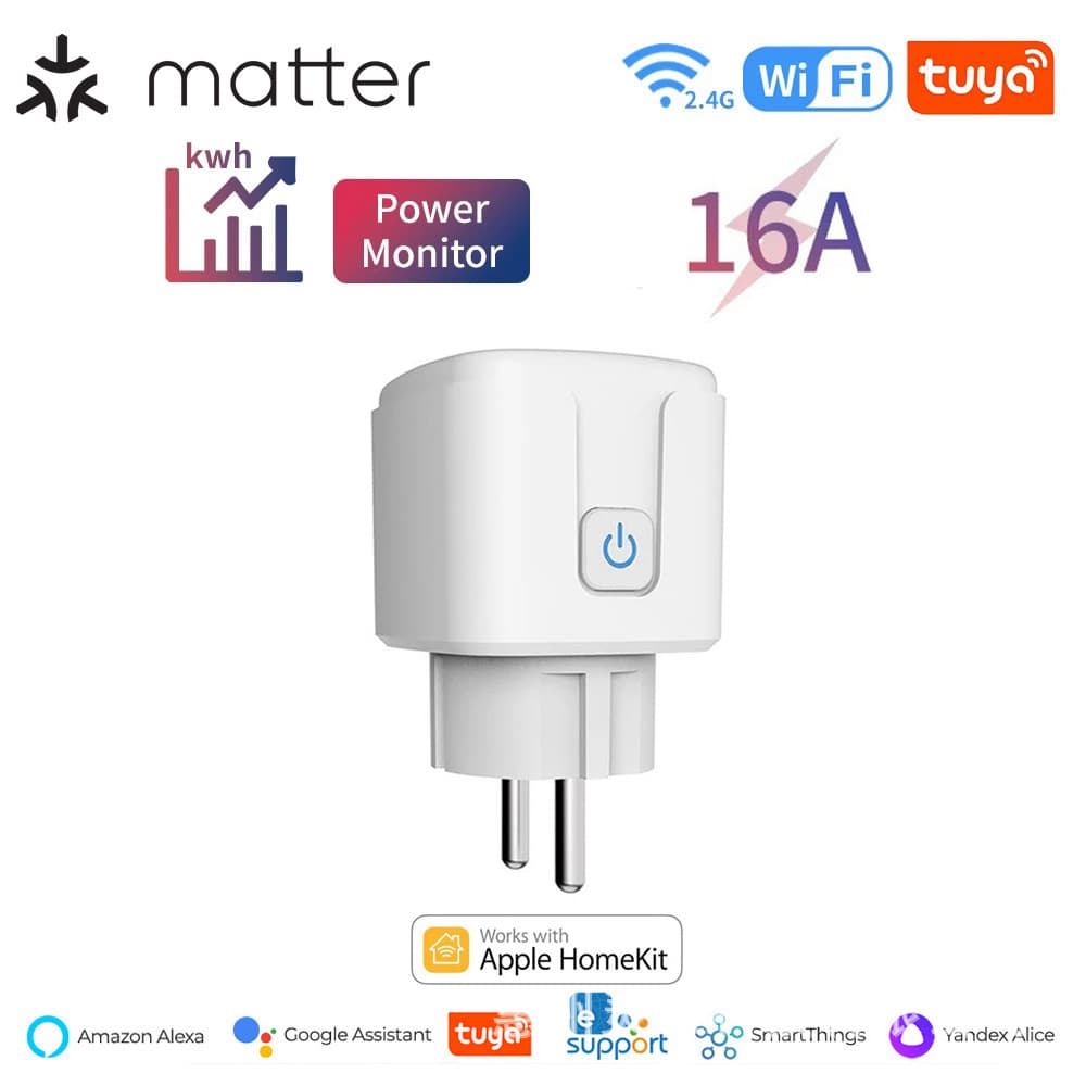 5G EU WiFi/Zigbee Smart Plug 16/20A with Energy Monitoring Tuya/Matter/Cozylife