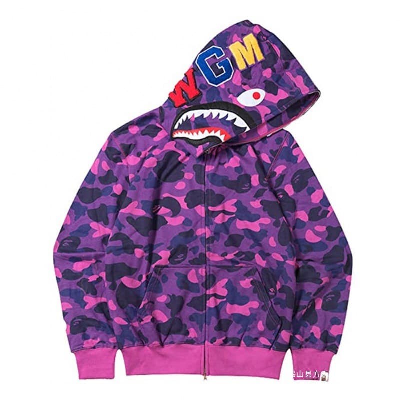 2026 Trendy Brand Camouflage Shark Head Jacket 3D Printed Zip-Up Hoodie Couple's Outfit Women's Long-Sleeve Sweatshirt