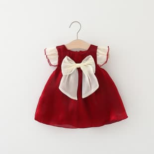 New Summer Solid Color Butterfly Sleeve Twilight Gauze Dress, Korean Style Color-Block Butterfly Sleeve Princess Dress, New Export Style