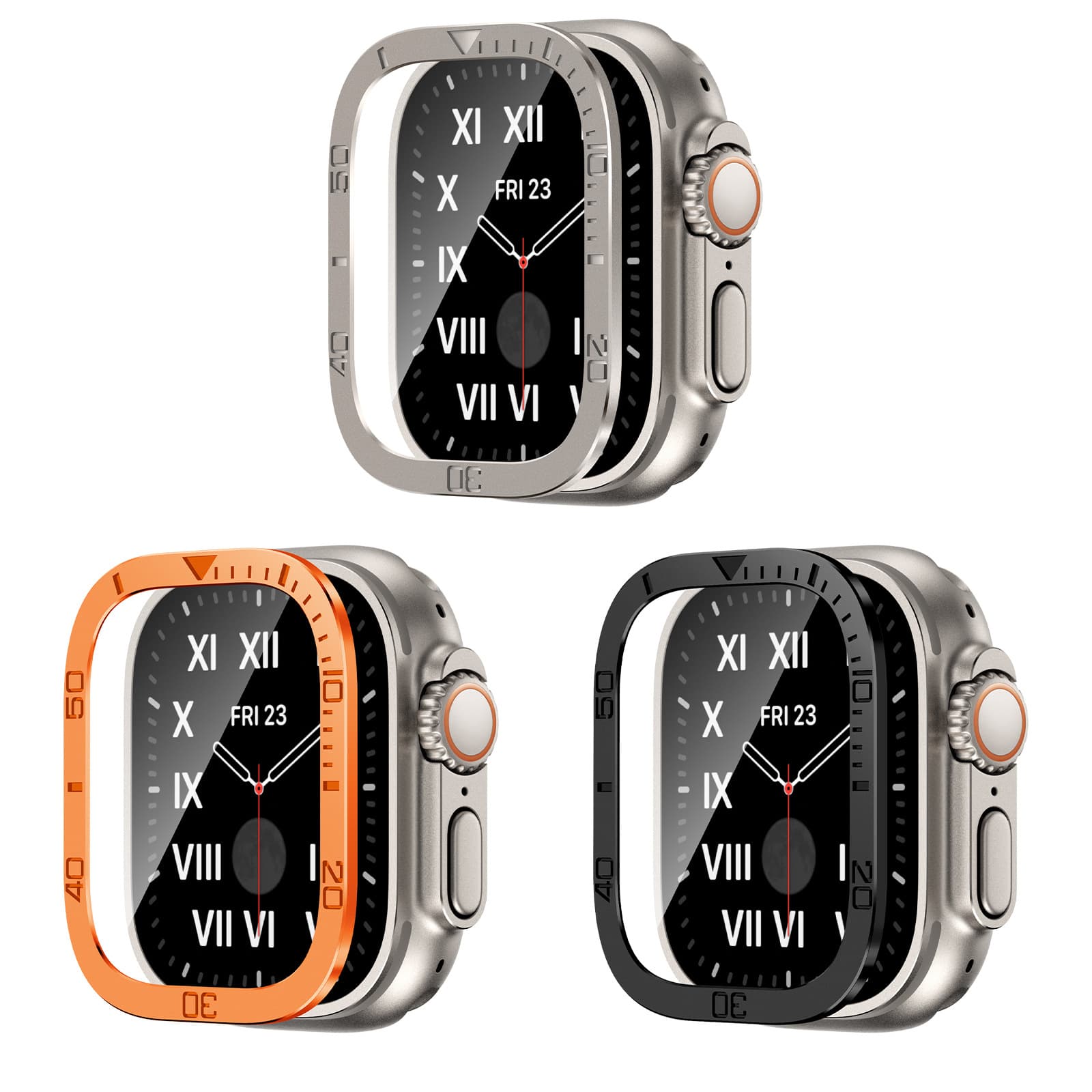 Compatible with Apple Watch Apple iWatch Ultra1/2 Digital Aluminum Alloy Metal Tempered Glass Protective Case
