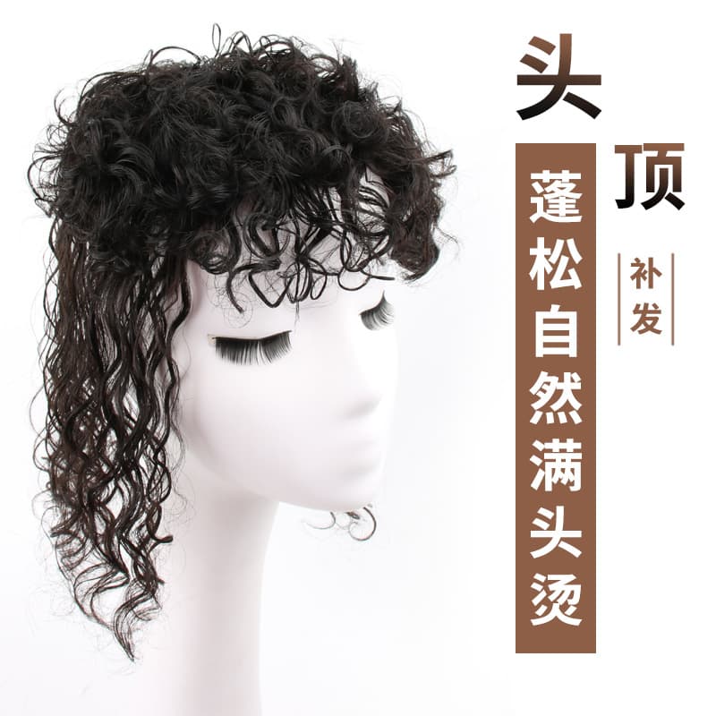 Hair Topper Real Human Hair Full Head Permed Long Curly Hair Fluffy Natural Curls Top Hair Piece Xuchang Wig for Women
