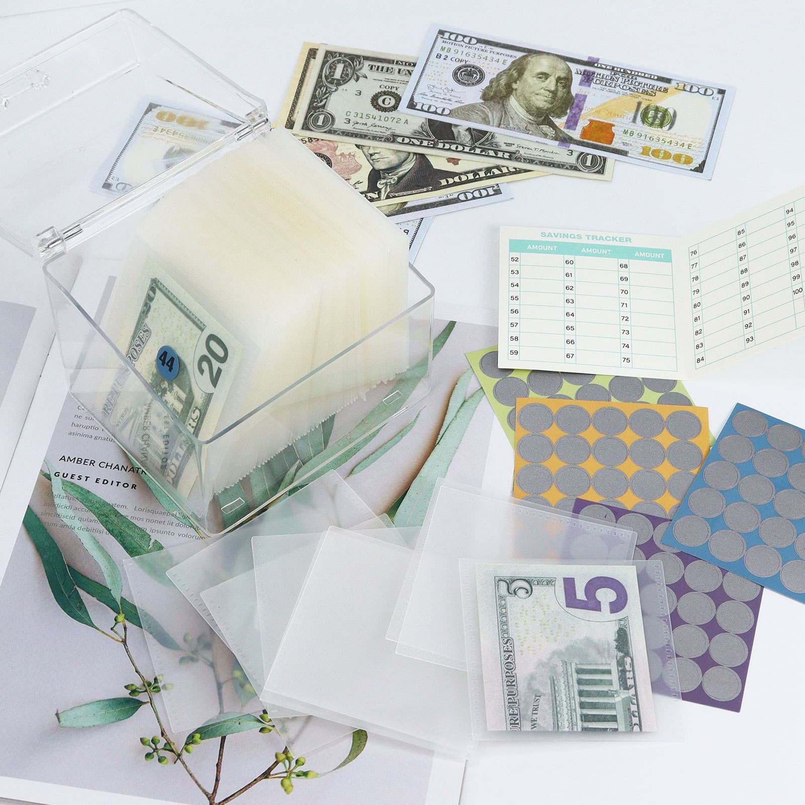 Cross-border 52-Week 100-Day Money Saving Challenge PP Bag Cash Budget Envelope Saving Sticker Accessories In Stock