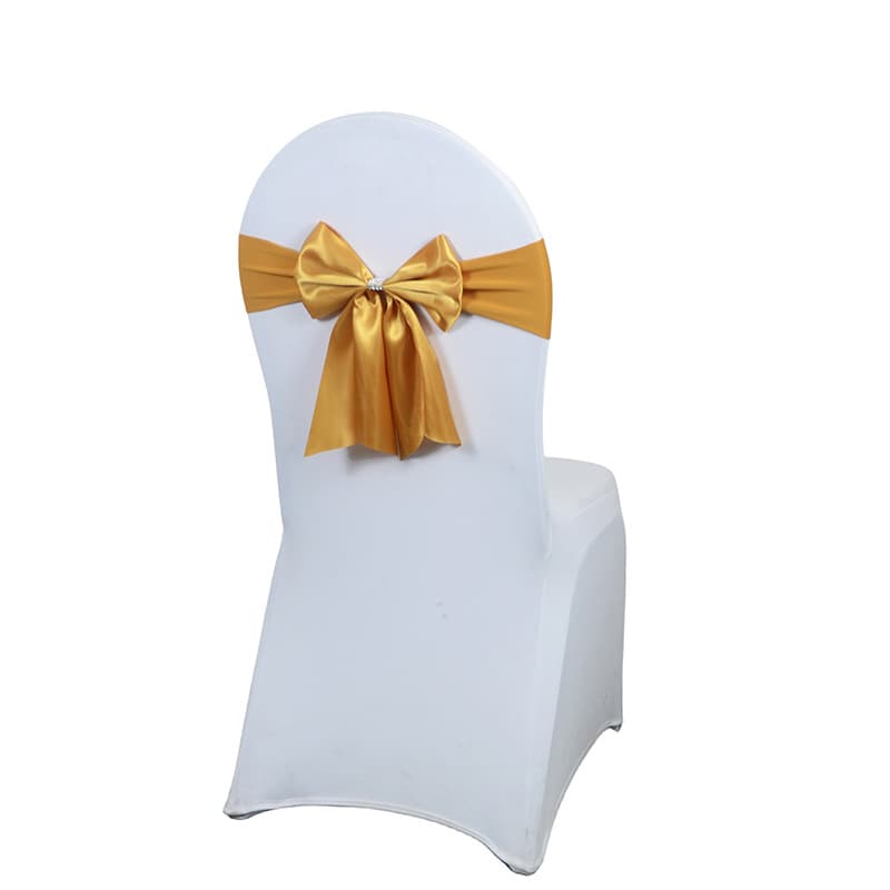 Chair Back Flower Bow Tie Hotel Wedding Props Chair Covers Satin Elastic No-Tie Decorations