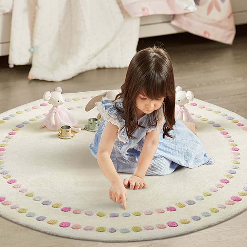 Nordic Ins Style Children's Crawling Mat, Bedroom Study Round Faux Wool Carpet, Water-Absorbent Non-Slip Mat Wholesale