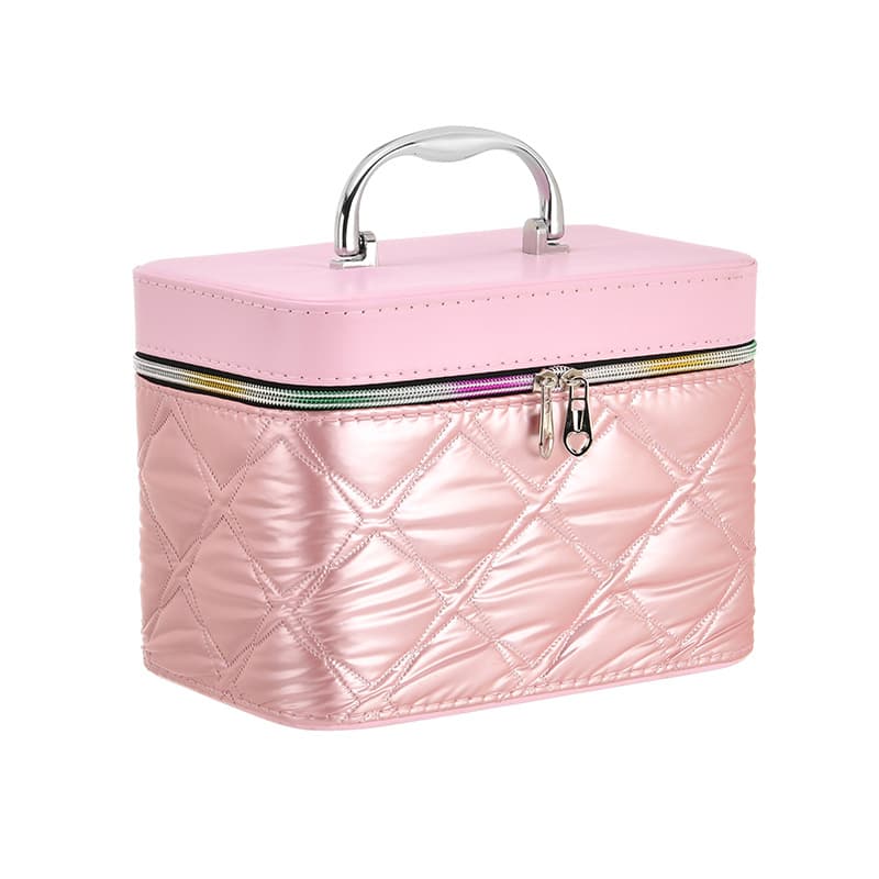 Large Capacity Premium Embroidered Check Handheld Makeup Bag with Mirror IS Style Storage Makeup Case 3-Piece Set