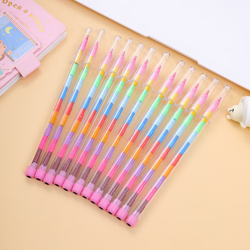 Creative building blocks coloring crayons 11 color round crayons oil pastels color pens colorful student stationery prizes wholesale