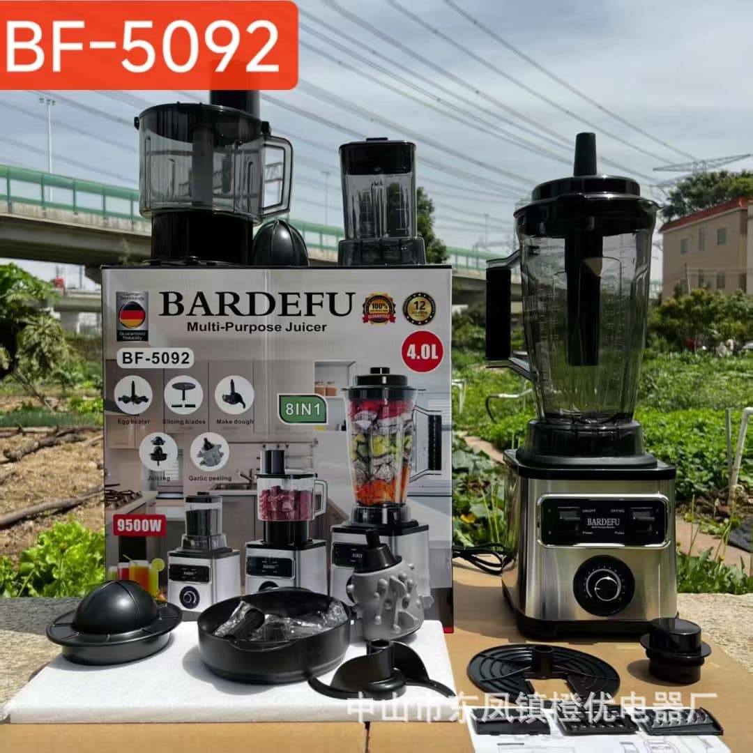 Cross-border 4L 8-in-1 Blender Commercial Stainless Steel High-Power Pure Copper Mixer Meat Grinder Ice Crusher Juicer