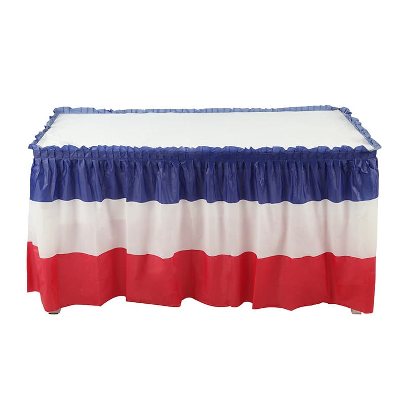 Independence Day Birthday Party Decoration Table Skirt Rectangular American Country Style PEVA Material 73*426cm Size Dessert Table Decor