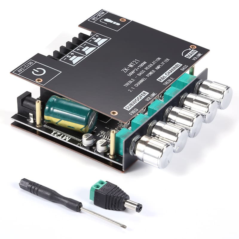 ZK-MT21 50W*2+100W 2.1 Channel Bluetooth Digital Amplifier Module Treble/Bass Adjustment Subwoofer