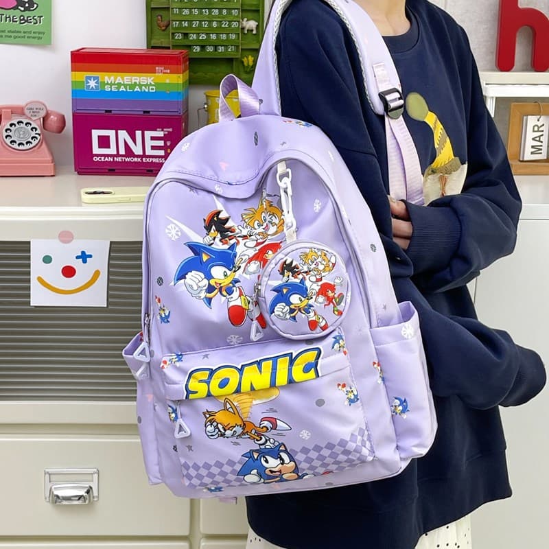 Children's Backpack Sonic Boys and Girls Primary School Bags with Coin Bag New Foreign Trade Kindergarten School Bags
