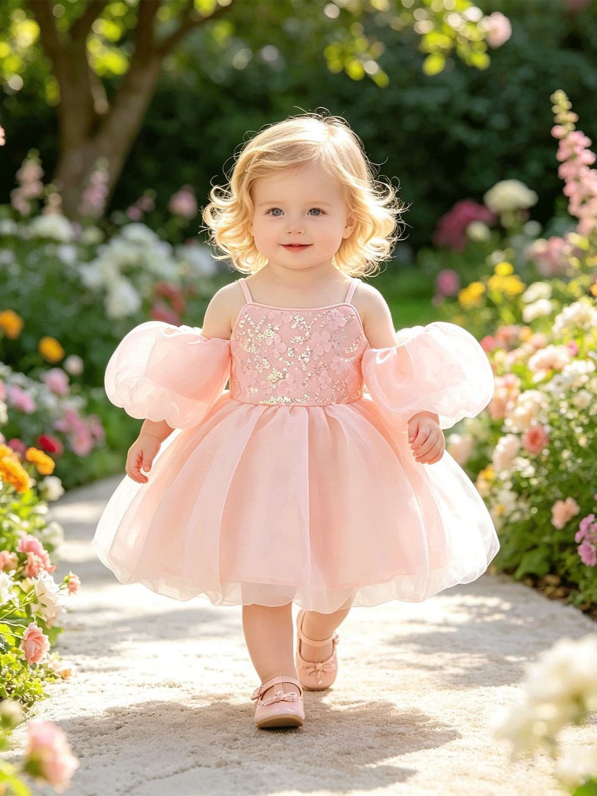 Foreign trade children's dress princess dress strapless shoulder baby girl's first birthday dress bud dress baby dress