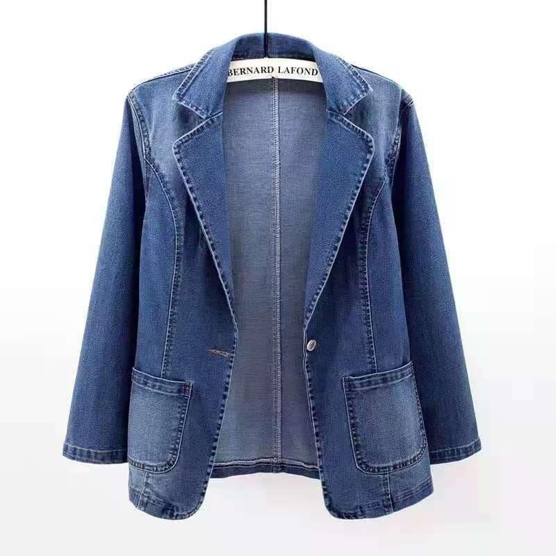 Spot 2026 foreign trade spring and autumn new denim jacket slim fit suit solid color cardigan outer jacket wholesale