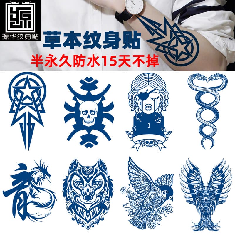 Herbal Semi-Permanent Waterproof Tattoo Stickers Long Lasting 15 Days in Stock Wholesale Popular Internet Tattoo Decals