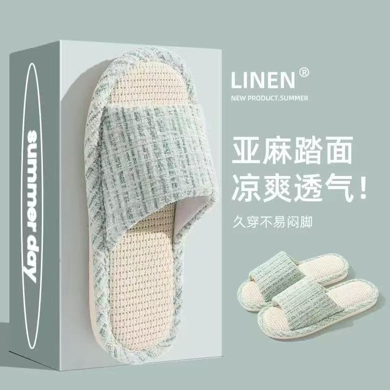 Four Seasons Linen Slippers for Women, Indoor and Outdoor Breathable, Sweat-Absorbing, Quiet Floor Slippers, Couples Cotton and Linen Slippers Wholesale