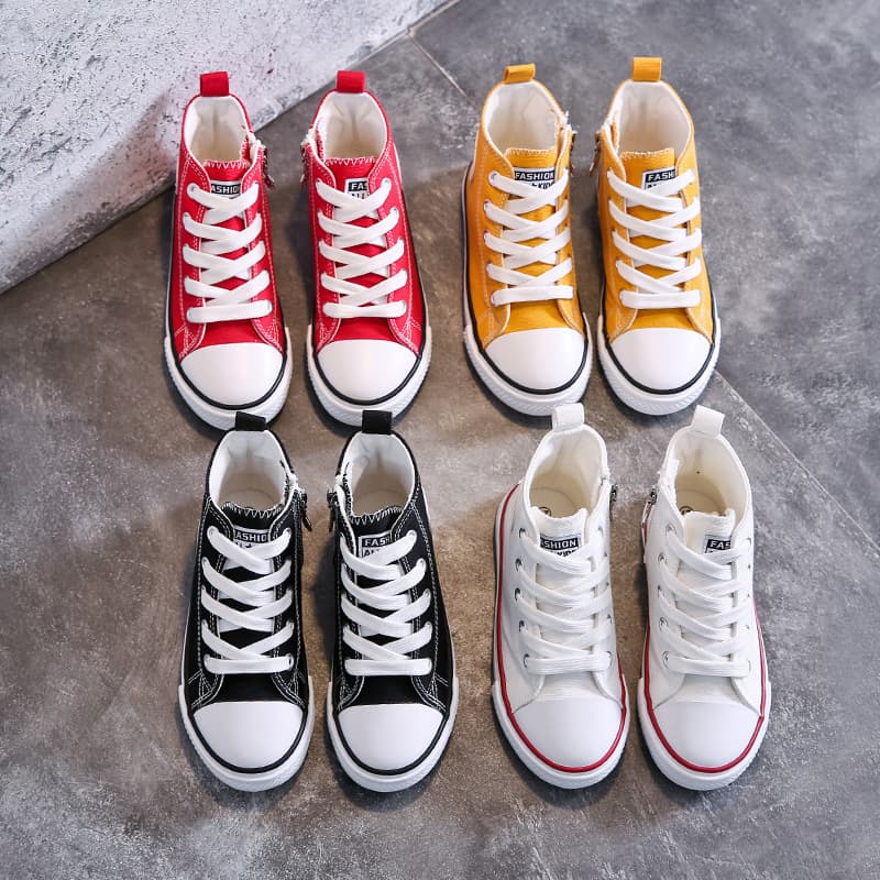 2023 Spring Autumn Baby Canvas Shoes Boys Girls Toddlers Kids High Top Side Zipper Children's Shoes